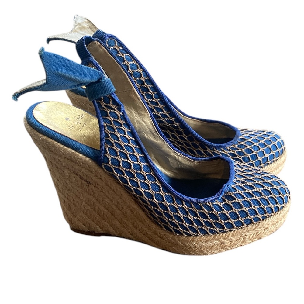 Kate Spade Blue and Tan Wedges